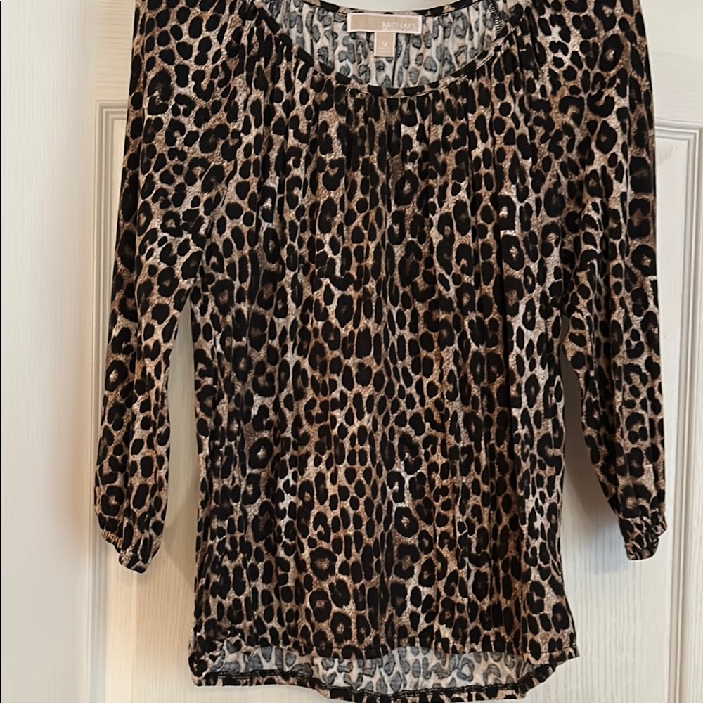 Michael Kors Animal Print Blouse - Black and Brown